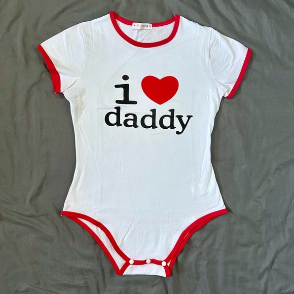 LittleForBig I Love Daddy Ringer Bodysuit Size S Snap Romper - Picture 3 of 9